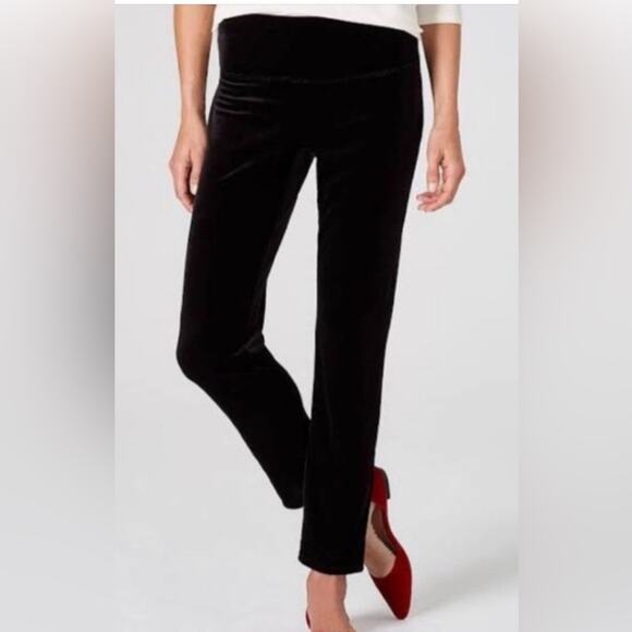 J. Jill Wearever Collection Slim Ankle Black Velvet Whimsygoth Dress Pants Large - Picture 1 of 11